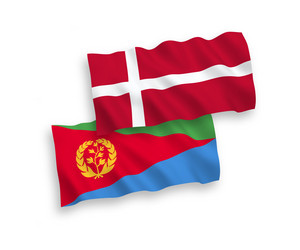 flags of denmark and eritrea on a white background vector image