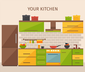 Kitchen interior isometric composition Royalty Free Vector