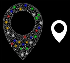 mesh map marker glare icon with colorful vector image