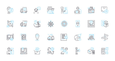 navigation tool linear icons set compass gps vector image