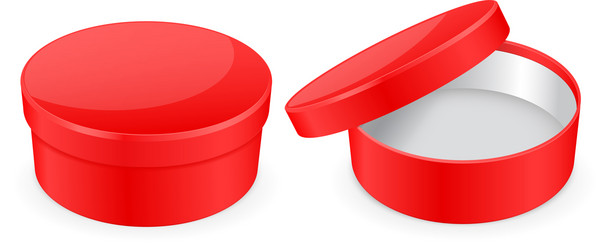 Red box round hat open and closed empty vector