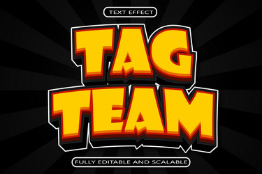 tag team editable text effect 3 dimension emboss vector image