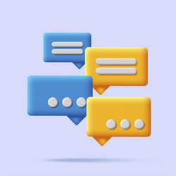 3d chat message bubbles composition render yellow vector image