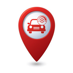 car with air conditioner icon on red pointer vector image