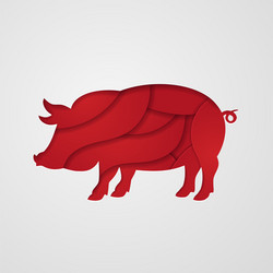 Cut out pig in paper design isolated on white vector