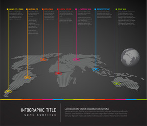 Dark World Map with Pointer Marks vector image
