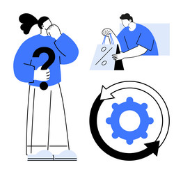decision-making process with shopping questions vector image