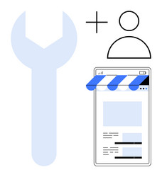 online store setup with user account tools and e vector image