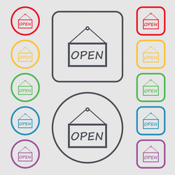 open icon sign symbols on the round and square vector image