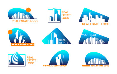 Real estate logo set abstract creative building vector