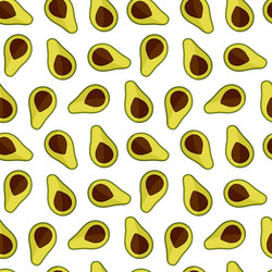 seamless pattern with avocado on white vector image
