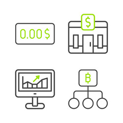 set line blockchain technology bitcoin computer vector image