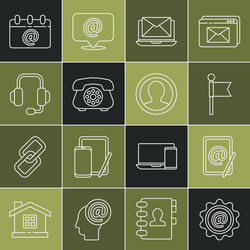 set line mail and e-mail location marker laptop vector image