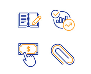 statistics payment click and feedback icons set vector image