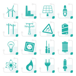 Stylized electricity power and energy icons vector