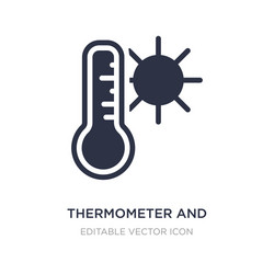 Thermometer and sun icon on white background vector