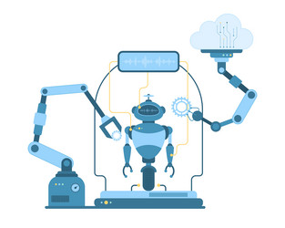 automation of robot production automated arms vector