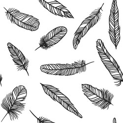 Boho Feather Seamless Pattern vector image