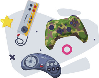 Game joysticks set retro gamepads controller vector