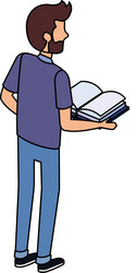 man with text books vector image