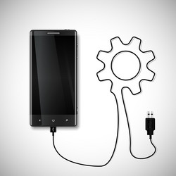 Mobile phone with usb connection vector