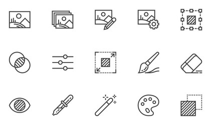 photo editing line icons vector