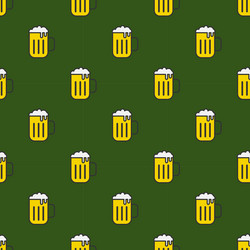 seamless pattern with beer a green background vector image