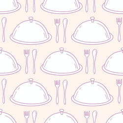 seamless pattern with hand drawn serve dish vector image