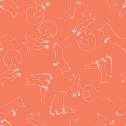 Fox lines seamless repeat pattern design vector