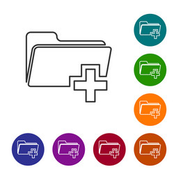 grey add new folder line icon isolated on white vector image