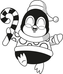 happy christmas penguin with candy Vector Image