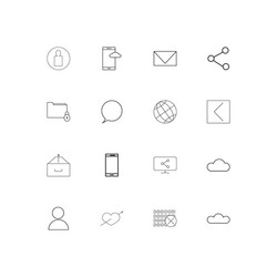 internet technologies linear thin icons set vector image