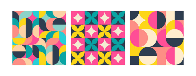 set of three summer seamless patterns vector image