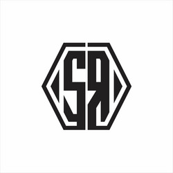 sr logo monogram with hexagon line rounded design vector image