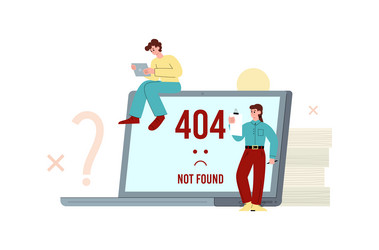 Warning operating system 404 error flat cartoon vector