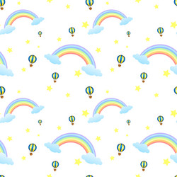 a seamless design with rainbows and floating vector image