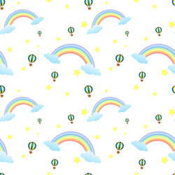 a seamless design with rainbows and floating vector