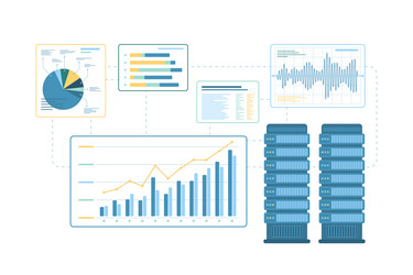 data research storage and monitoring with server vector image