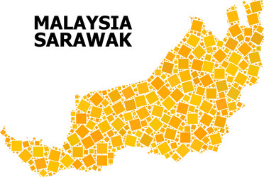 golden rotated square pattern map sarawak vector image