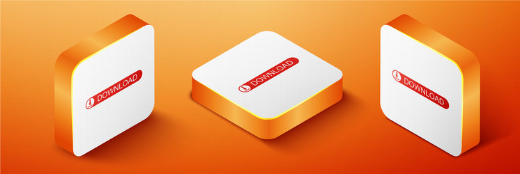 isometric download button with arrow icon isolated vector image