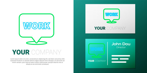 line location with text work icon isolated vector image