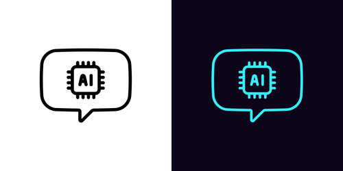 outline ai message icon with editable stroke vector image