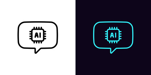 outline ai message icon with editable stroke vector