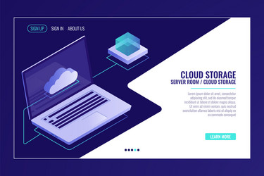 remote data storage cloud system technology open vector image