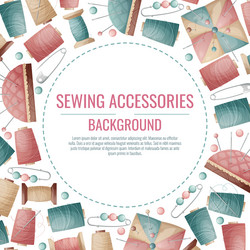 Round frame with spools of thread Royalty Free Vector Image