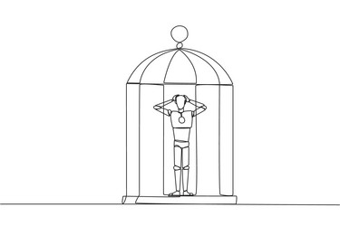 single continuous line drawing tired robot vector image
