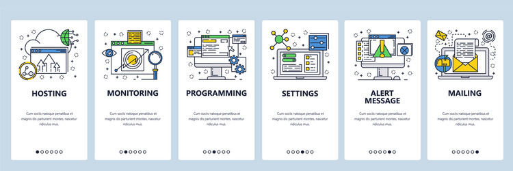 web site onboarding screens computer and internet vector