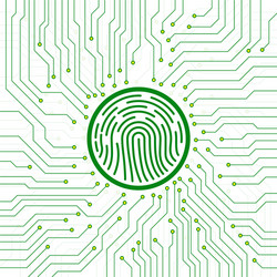 abstract sign fingerprint on circuit board vector image