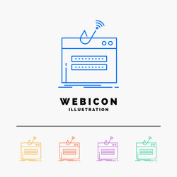 fraud internet login password theft 5 color line vector image