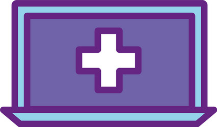 isolated cross inside laptop line and fill style vector image